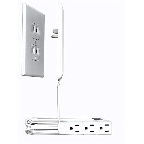Sleek Socket Ultra-Thin Electrical Outlet Cover with 3 Outlet Power Strip, 8-foot, Universal