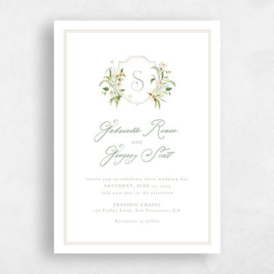 Classic Greige, White Wedding Invitation - Erica Portrait