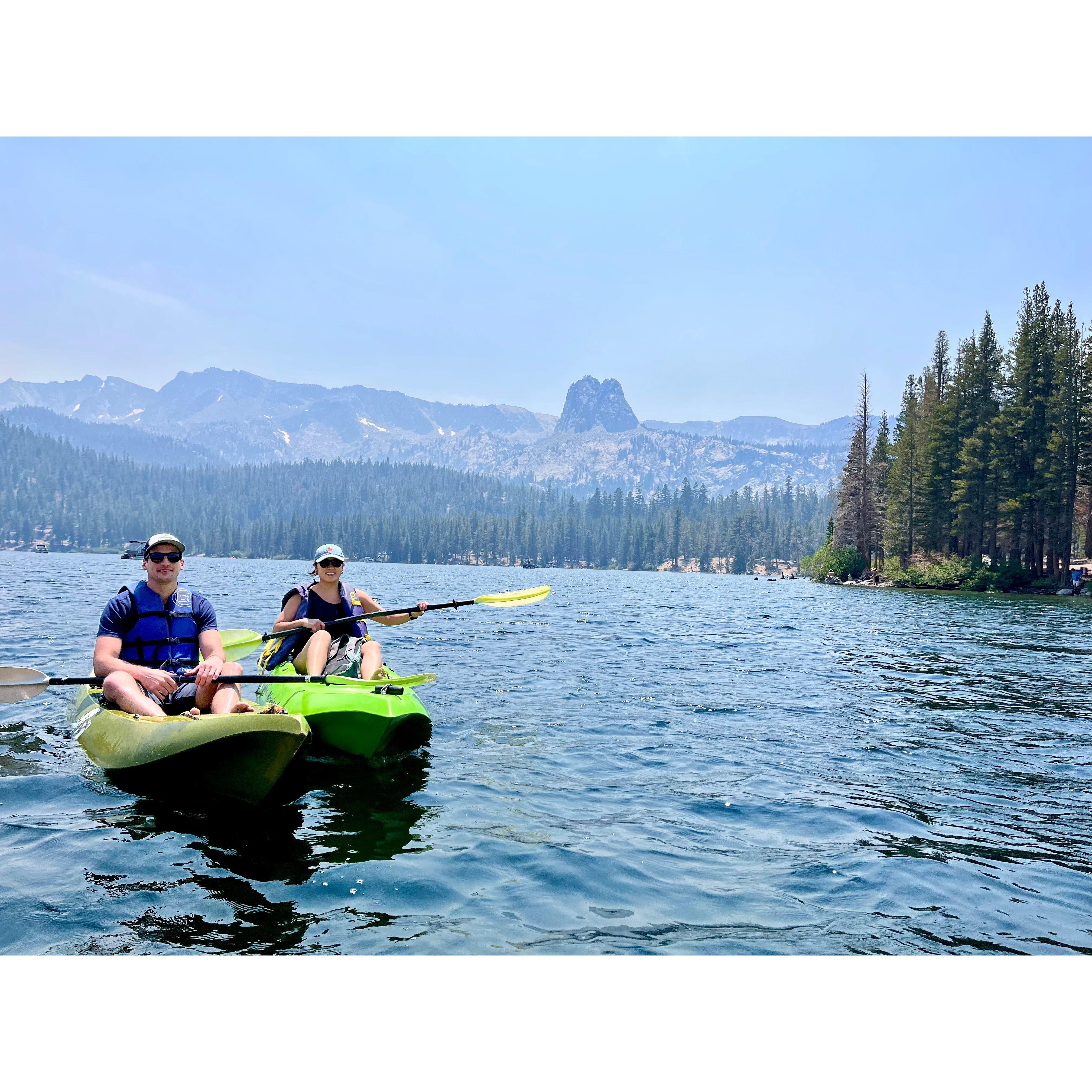 Kayaking in Mammoth Lake.