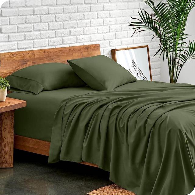 Bare Home Queen Sheet Set - Luxury 1800 Ultra-Soft Microfiber Queen Bed Sheets - Double Brushed - Deep Pockets - Easy Fit - 4 Piece Set - Bedding Sheets & Pillowcases (Queen, Cypress)