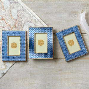 Blue Chevron Photo Frame in Mykonos by Twos Company - Tnuck