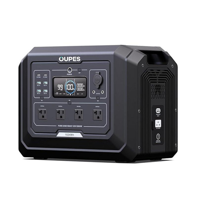 OUPES Mega 1 Portable Power Station, 1024Wh LiFePO4 Battery w/ 4 2000W AC Outlets & 140W USB-C, Expandable to 5kWh, Solar Generator for Home Backup Power, Camping & Road Trips (Solar Panel Optional)