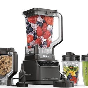 Ninja Blender, Kitchen System for-Smoothie, Frozen, Extract, Chop & Dough, Pitcher, 8-cup Food Processor Bowl, Smoothie Cup, Ninja Total Crushing, 1200 Watt, BPA Free, Dark Grey, BR601AMZ