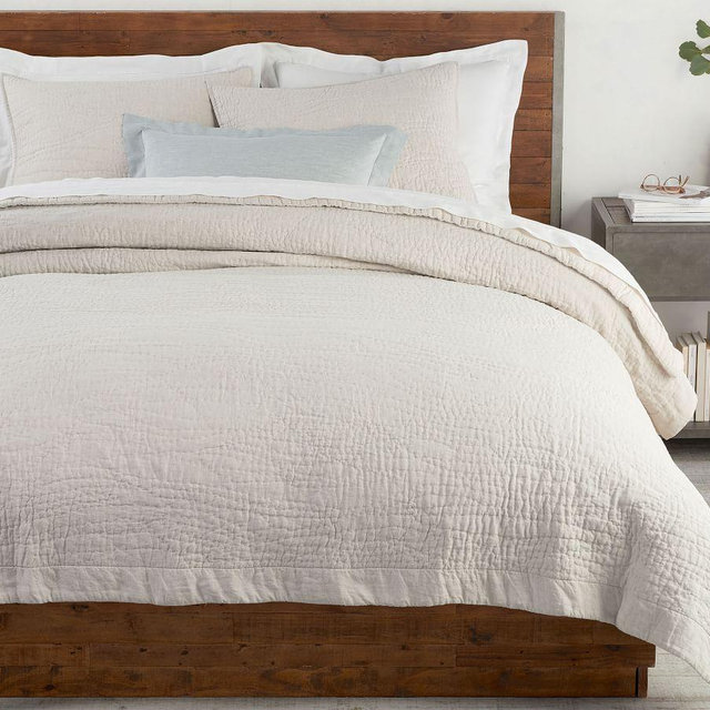 Belgian Flax Linen Handcrafted Quilt, King/Cal King, Flax