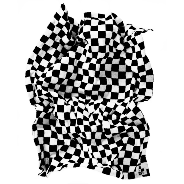 Lonely Ghost Checkered Blanket - Black