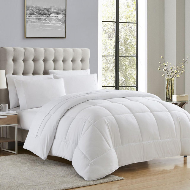 Bed-in-A-Bag Solid Color Comforter & Sheet Set Soft All Season Bedding, Queen, White