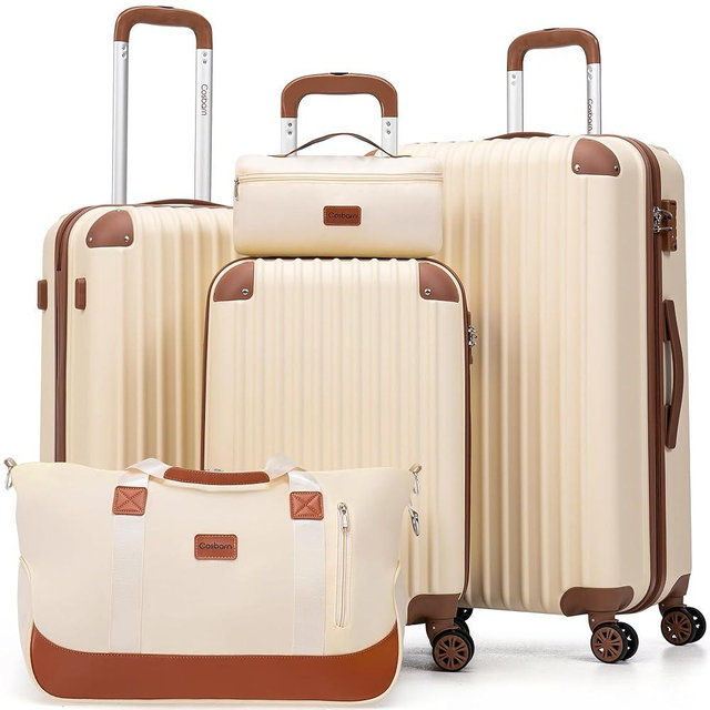 Cosbarn Luggage Sets 5 Piece Suitcases with Wheels, Suitcase Set ABS Hard Case Luggage with TSA Lock Spinner Wheels Durable Travel Luggage