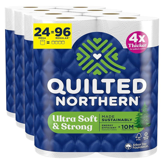 Quilted Northern Ultra Soft & Strong Toilet Paper, 24 Mega Rolls = 96 Regular Rolls, 5X Stronger, Premium Soft Toilet Tissue