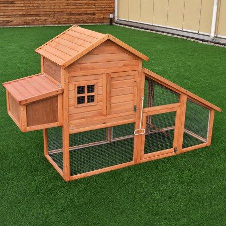 Costway 75'' Large Deluxe Wooden Chicken Coop Backyard Nest Box Hen House Hutch w/Run