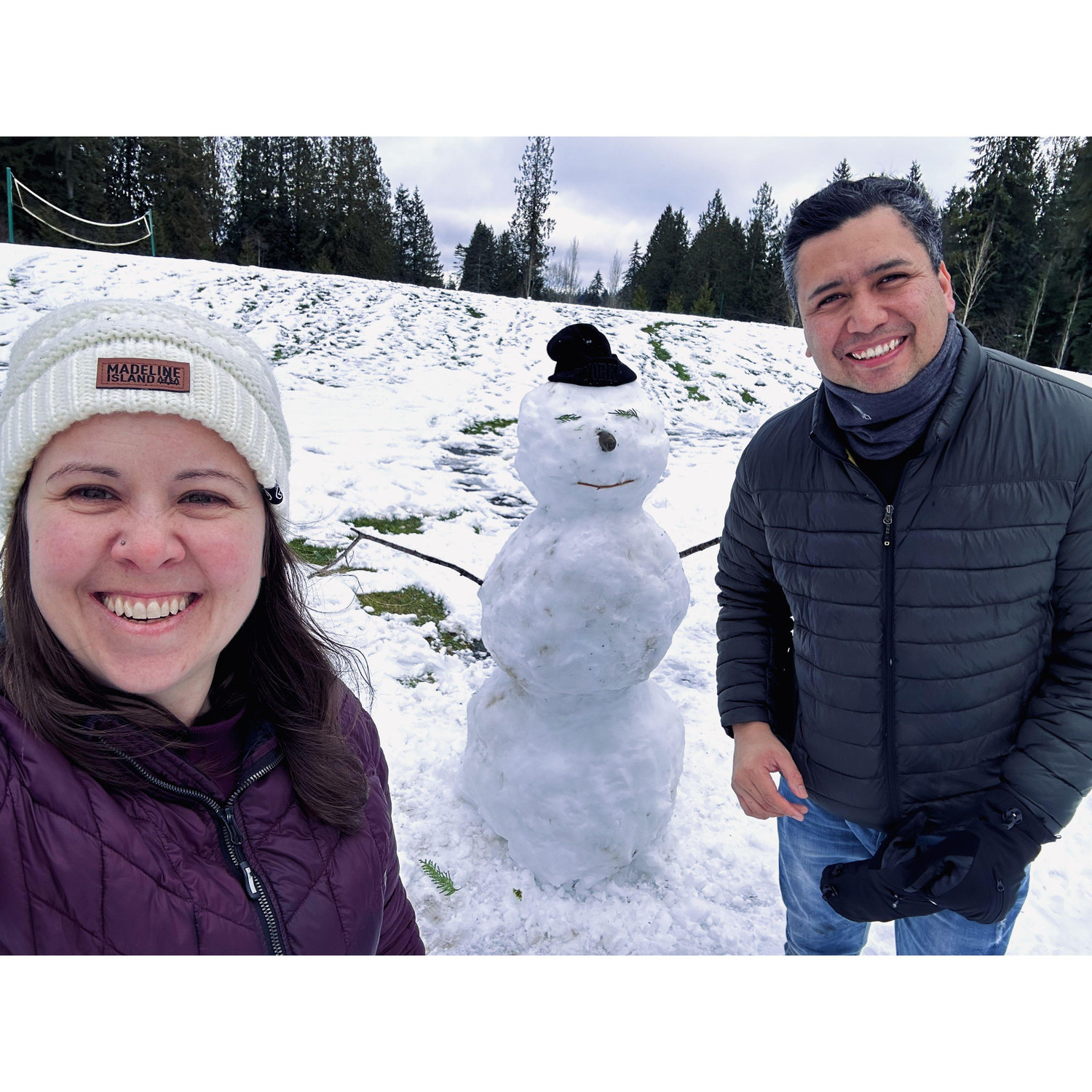 David's first time making a snowman and sledding (and of course a snowball fight!)