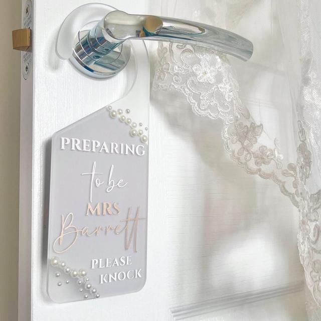 Bridal Door Hanger, Gift for Bride, Do not Disturb, Bride Getting Ready Hanger, Bride in Progress, Wedding Hotel Do Not Disturb, Wedding Day