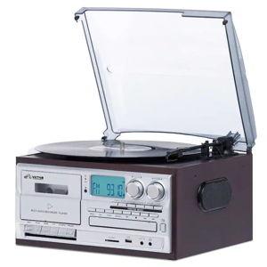 Victor Audio - Cosmopolitan 8-in-1 Turntable Music Center with Bluetooth, USB & Cassette - Espresso