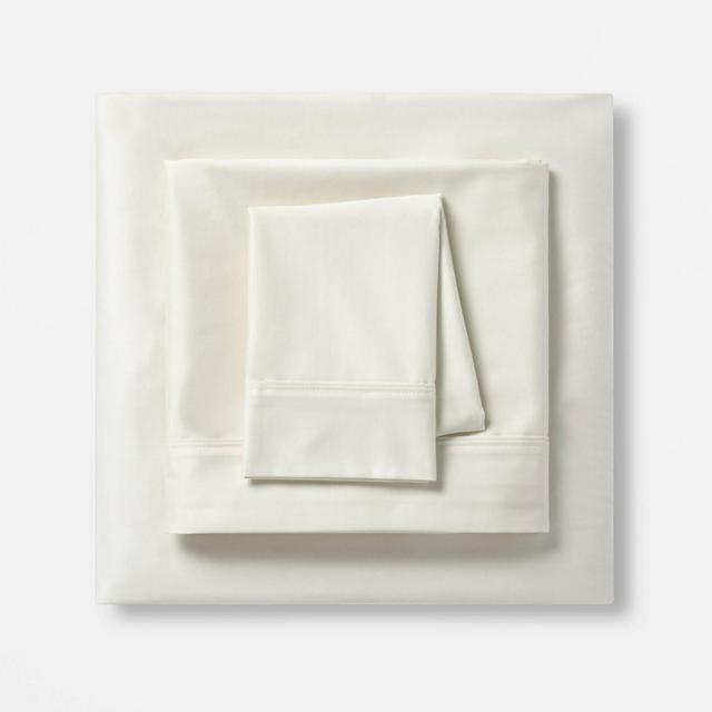Twin/Twin XL 400 Thread Count Solid Performance Sheet Set Sour Cream - Threshold™