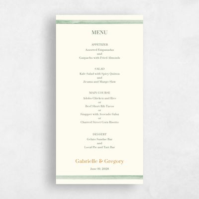Celadon Green Wedding Menu - Harbor