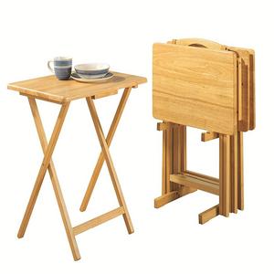 PJ Wood 5-piece Folding TV Tray & Snack Table - Natural Finish Rubberwood