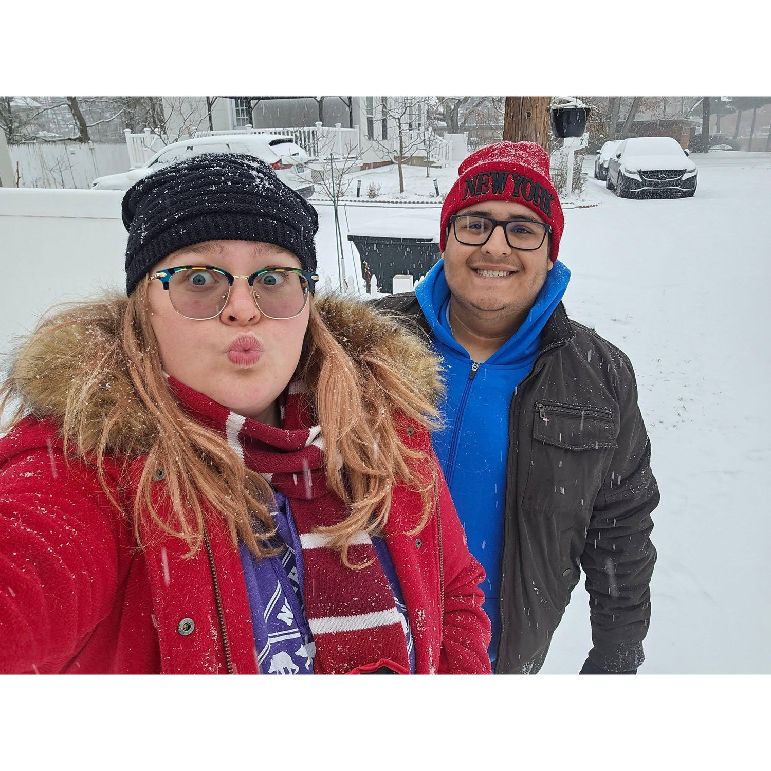 First time seeing snow together in New Hampshire
