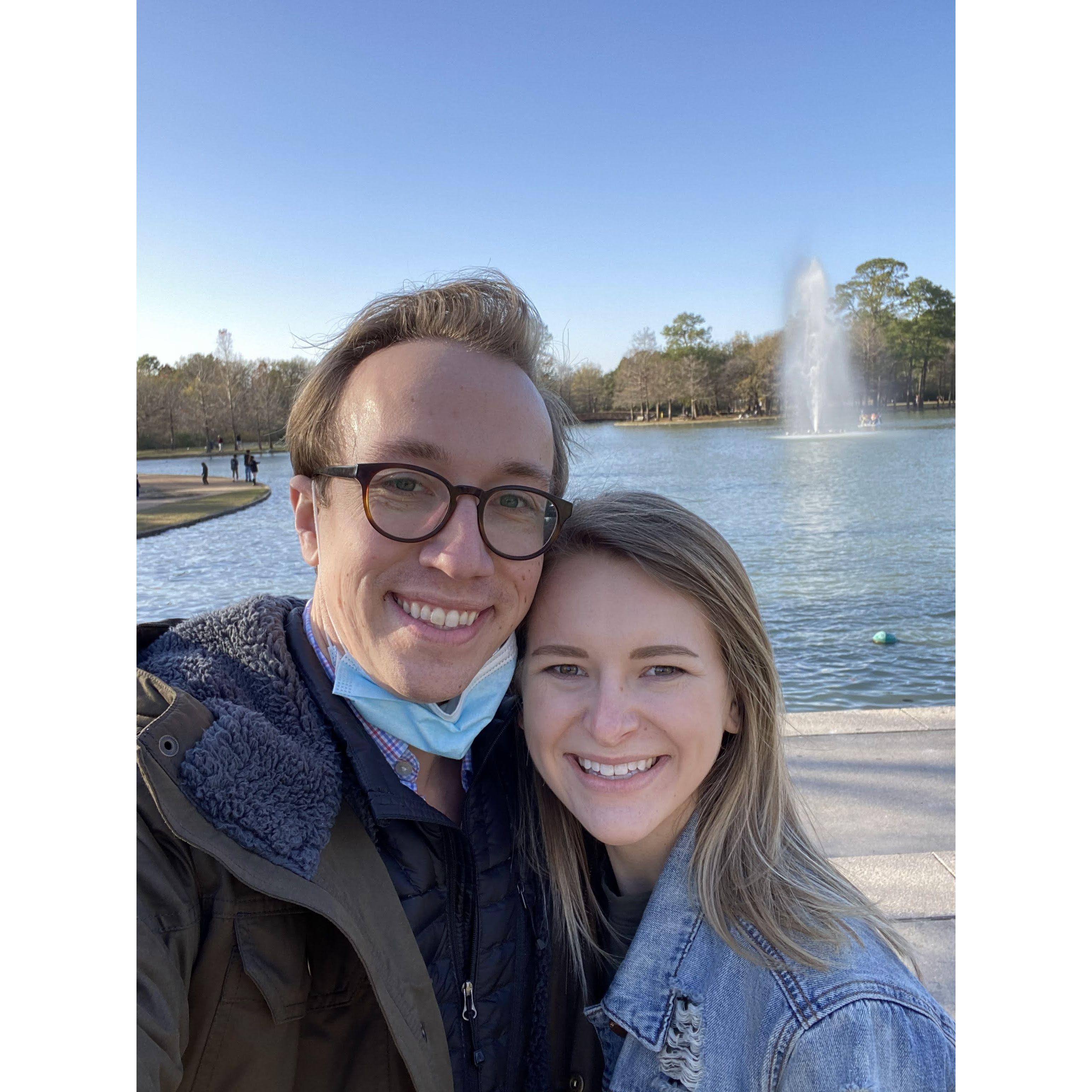 Visiting what would become our engagement site during our first time in Houston together.