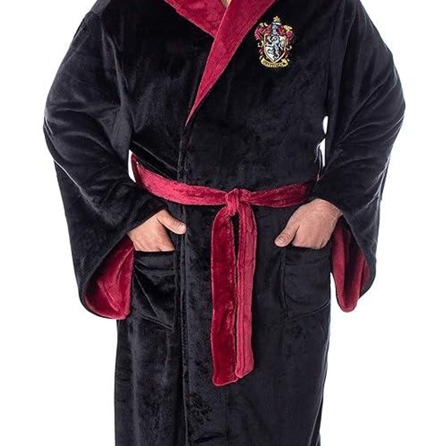Harry Potter Adult Fleece Plush Hooded Robe - Gryffindor, Slytherin, Ravenclaw, Hufflepuff, Hogwarts