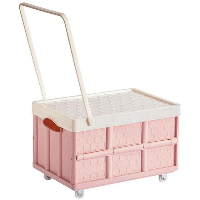 Cabilock Lidded Storage Bin Collapsible Storage Box Stackable Clothes Storage Box With Wheel