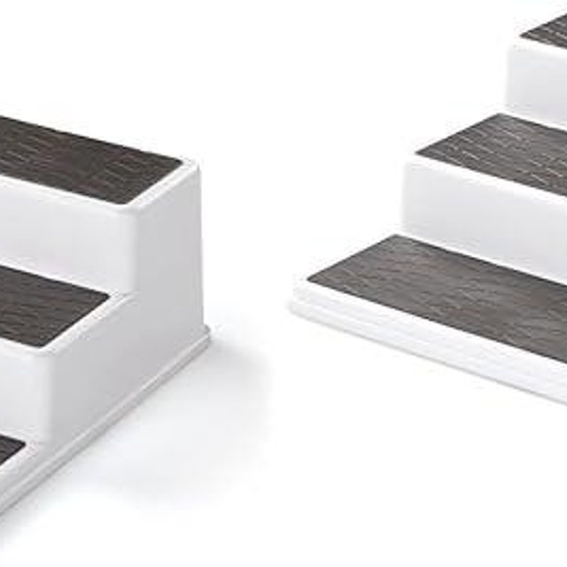 Copco 2555-0188 Non-Skid 3-Tier Spice Pantry Kitchen Cabinet Organizer, 15-Inch, White/Gray (Pack of 2)