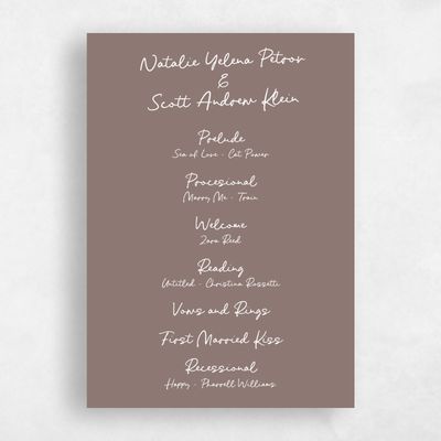 Taupe, Brown Wedding Program - Morgay