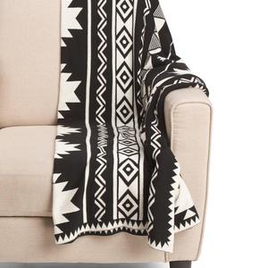 Cotton Knit Throw Blanket (Black and White)