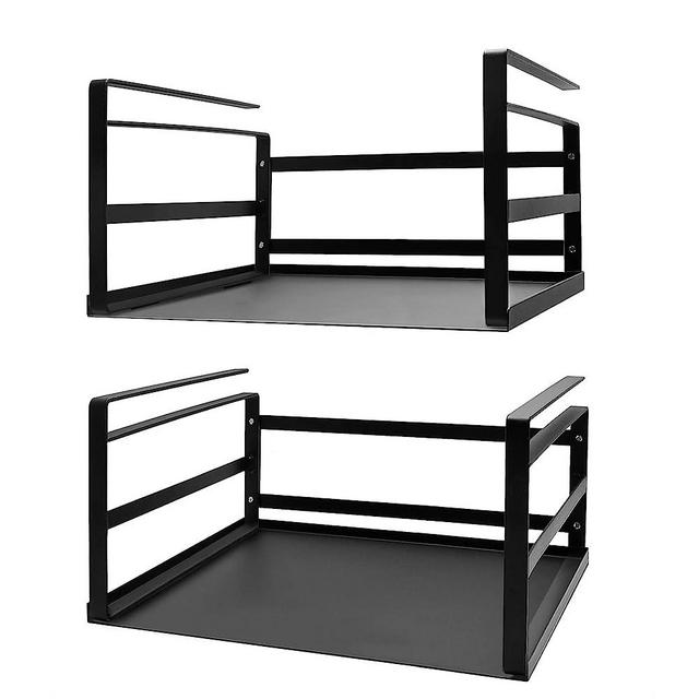 Nxconsu 2Pack Under Shelf Storage Cabinet Hanging Basket Organizer Under Pantry Storage Shelf Rack Holder for Kitchen Cupboard Desk Table Bookshelf Can Bottle Heavy Duty All Metal Slide-in Black