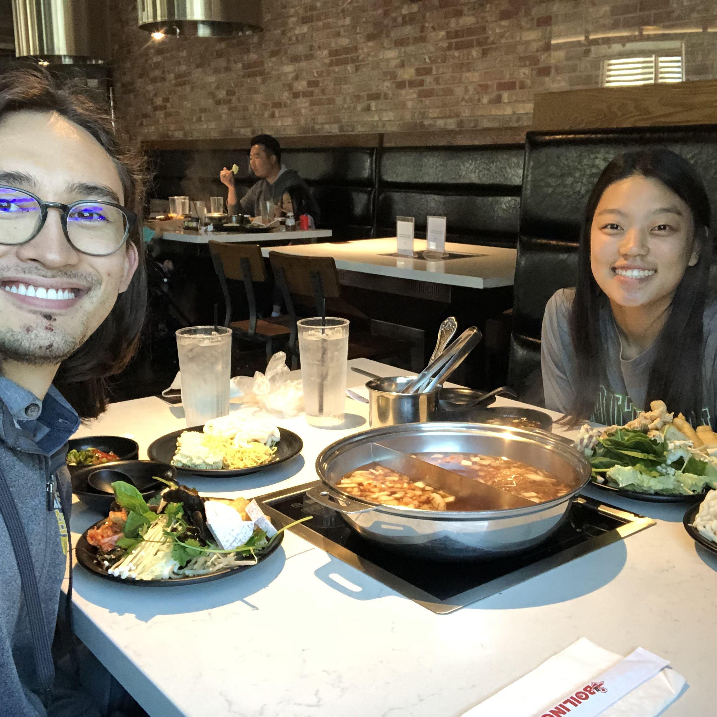First time eating hot pot together at Boiling World :P