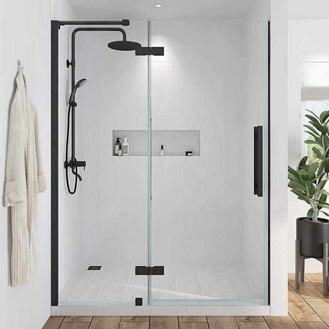 Ove Decors TA2300400 Tampa Alcove Frameless Hinge Shower Door, 49 15/16 to 51 11/16 in. W x 72 in. H, Black