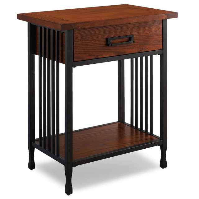 Leick Home Nightstand Oak : 28" High Bedside Table with Shelf, CARB Certified Wood, 1-Year Warranty