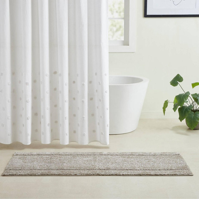 VCNY 24"x60" Heathered Hotel Border Bath Runner Taupe