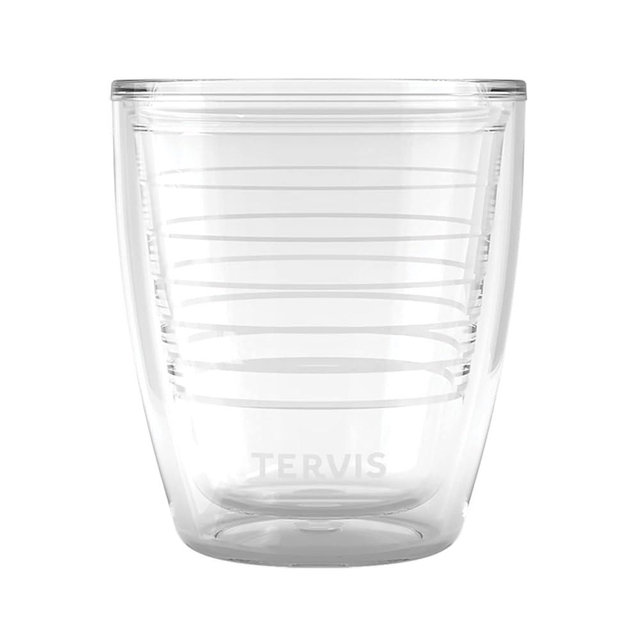 Tervis Clear & Colorful Tabletop 12oz Made in USA Double Walled Insulated Tumbler Travel Cup Keeps Drinks Cold & Hot, 12oz, Clear