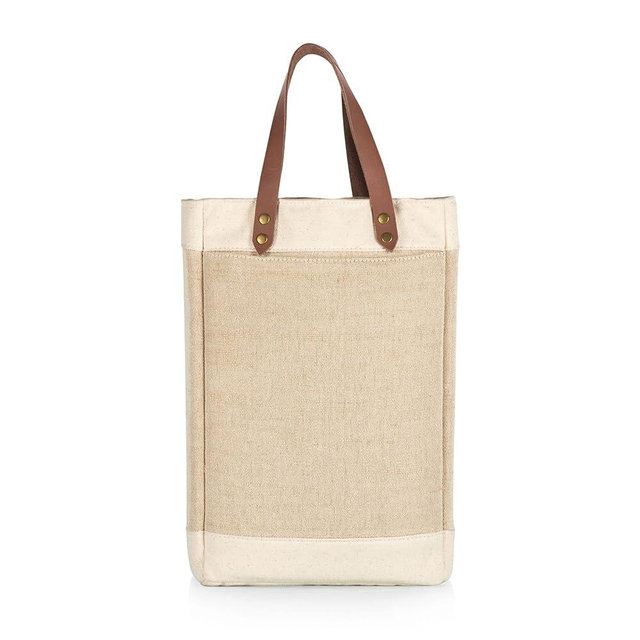 LEGACY - a Picnic Time brand - Pinot Jute 2 Bottle Insulated Wine Bag - Wine Tote Bag - Wine Gift Bag, (Beige)