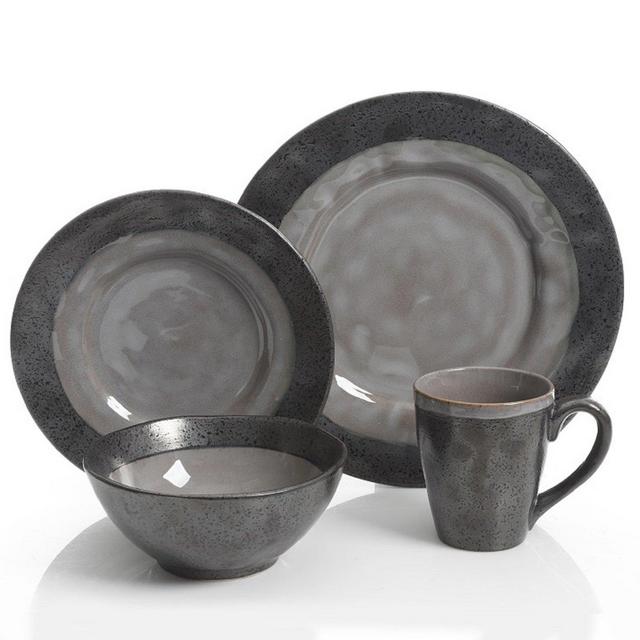 Gibson Elite 99827.16R Dragonstone Dinnerware Set, 16 Piece, Gray
