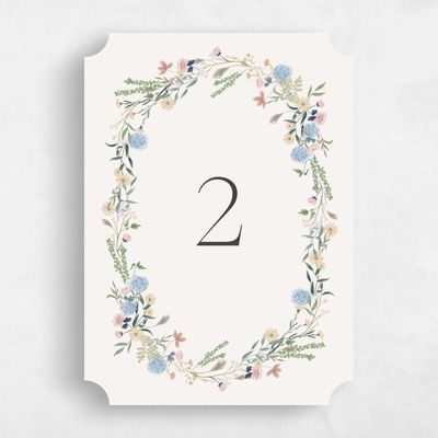 Beige Ticket Wedding Table Number - Laurelwood Portrait