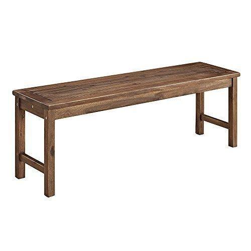 Walker Edison Furniture Company Solid Acacia Wood Patio Bench - Brown