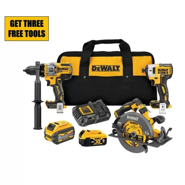20-Volt to 60-Volt MAX Lithium-Ion Cordless Combo Kit (3-Tool)