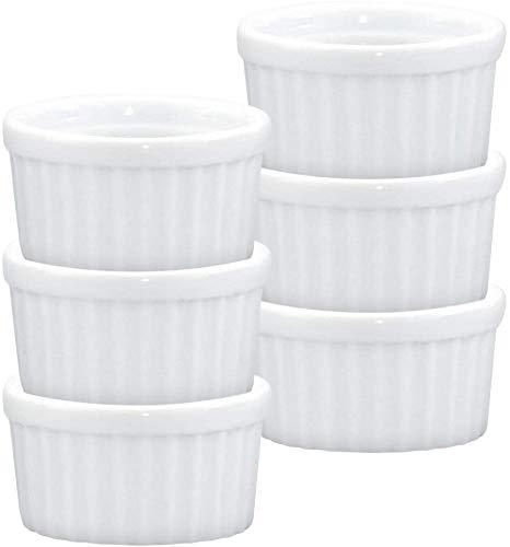 TEOCH Ramekins, Fine White Porcelain, 2.5-Inch, 2-Ounce Capacity, Set of 6