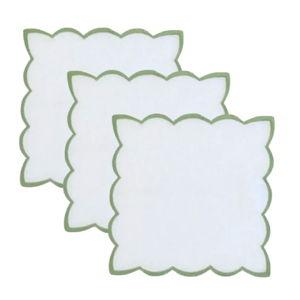 SCALLOPED LINEN COCKTAIL NAPKINS- SET OF 6