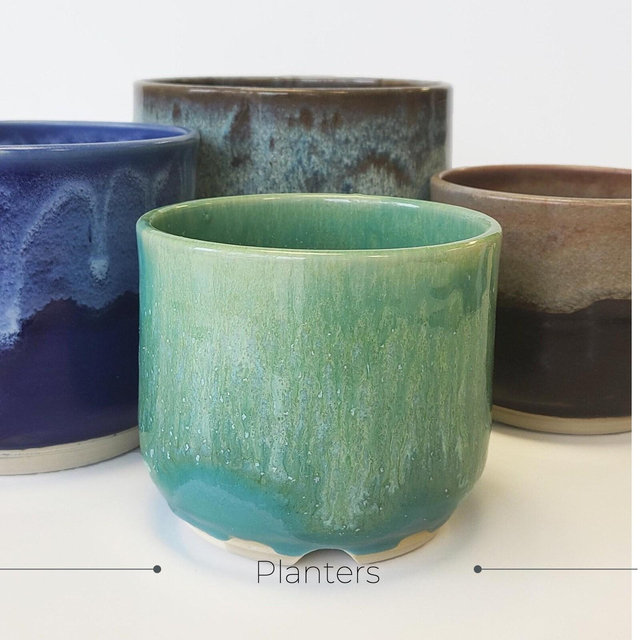 Stoneware Succulent Planter with Saucers, Pottery Succulent Pot, Flower Pot Clay, Pot With Holes, Ceramic Planters With Holes.