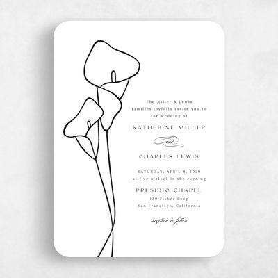 White Rounded Wedding Invitation - Calle Portrait