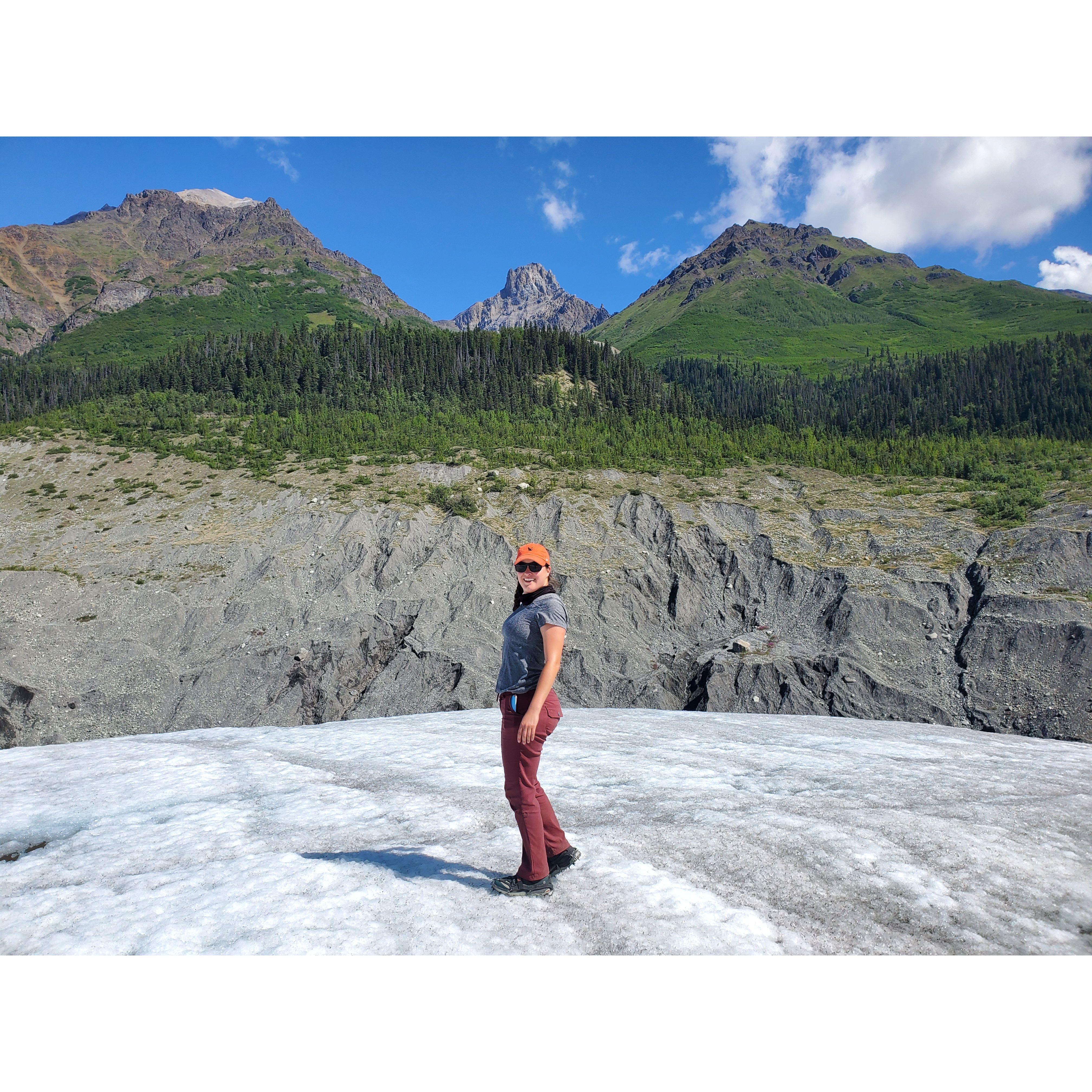 As recently as 1930, the glacier covered the entire grey area up to the vegetation. It's going to be a terrible next 100 years!