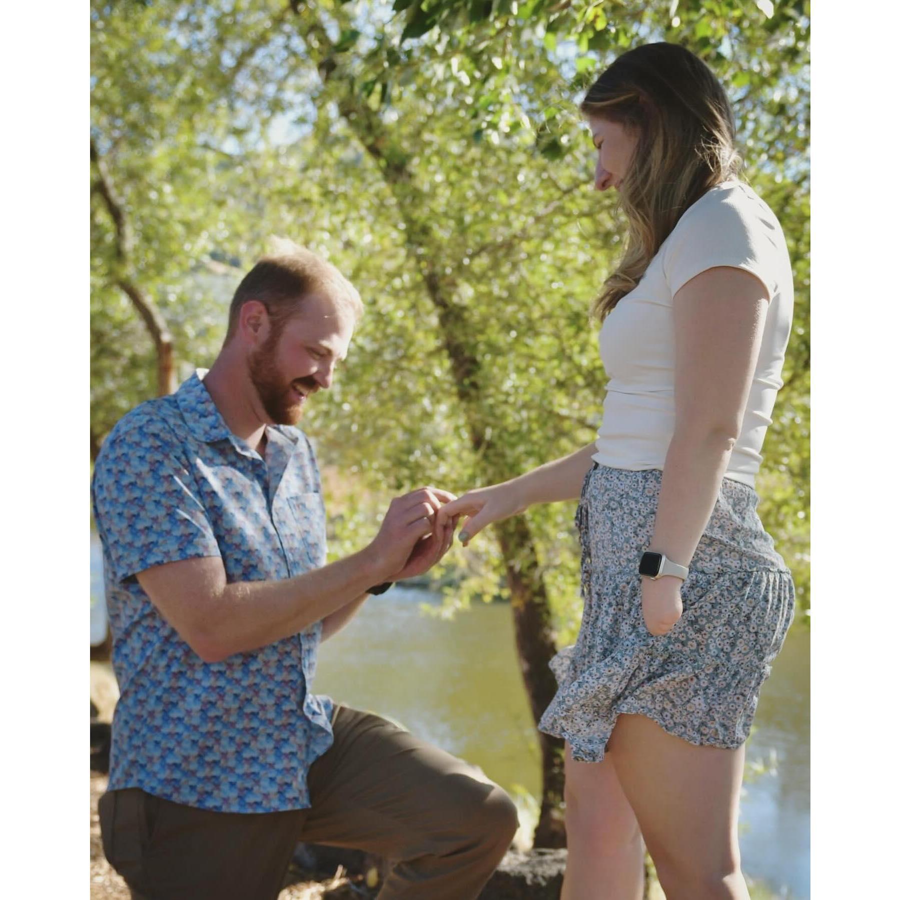 He got down on one knee.