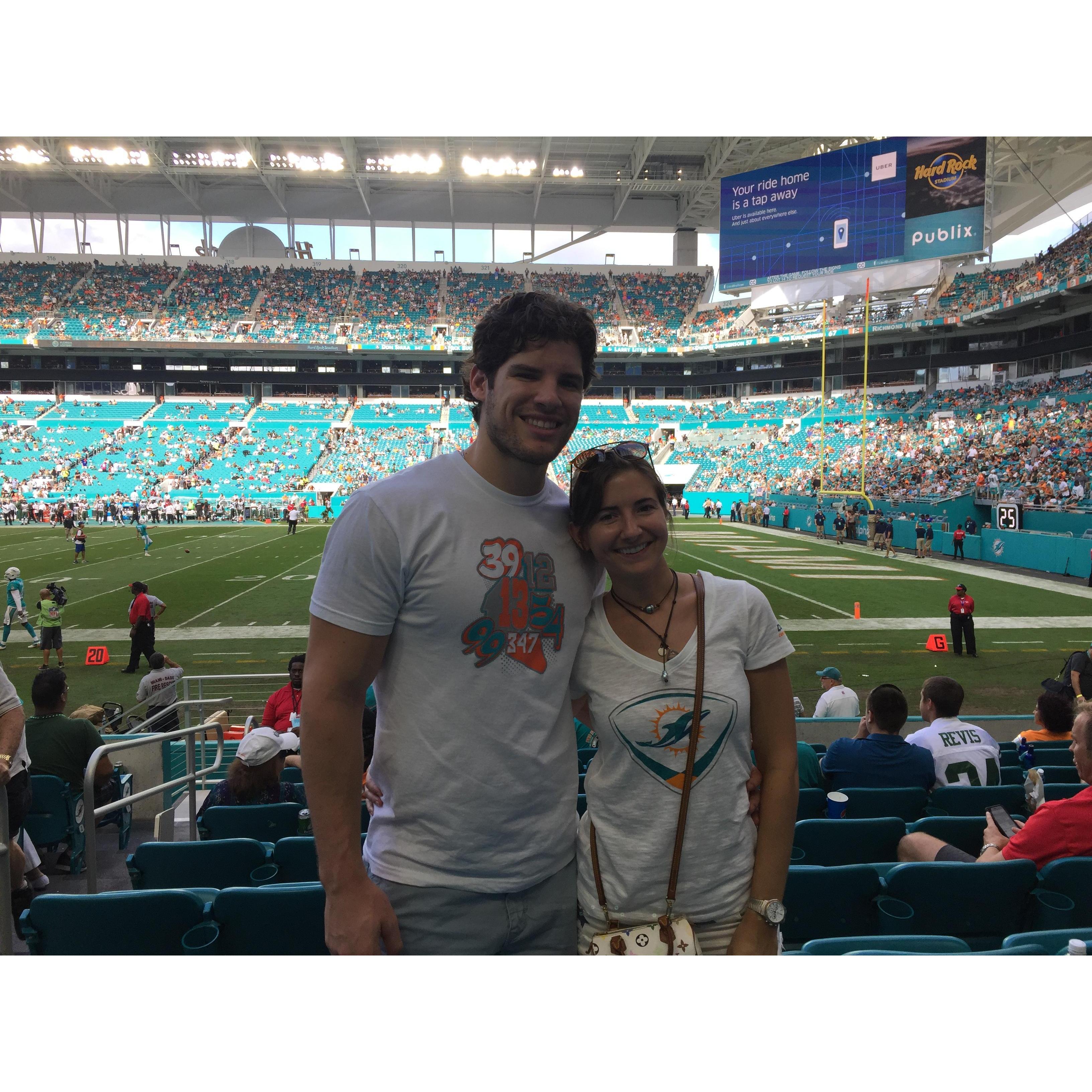 Lola's first Dolphin's game.