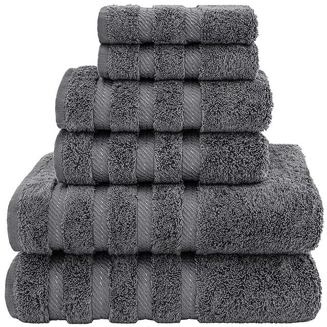 American Soft Linen, 100% Turkish Cotton 6 Piece Towel Set, Absorbent, Durable, Soft & Fluffy, Hotel & Spa Bathroom Towels, 610 GSM, 2 Bath 2 Hand 2 Wash Towels (Bath Linen Set, Grey)