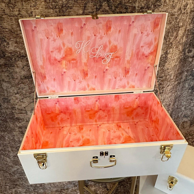 Personalized Memory Trunk Box - Keepsake Storage, Wedding, Baby Shower, Funeral, Graduation