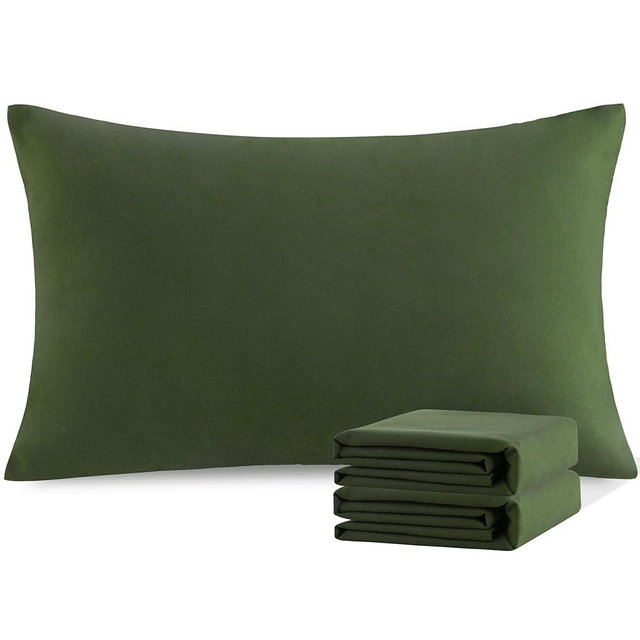 NTBAY Standard Pillowcase Set - 2 Pack Brushed Microfiber 20x26 Pillowcases - Soft, Wrinkle-Free, Fade-Resistant, Stain-Resistant, Olive Green Pillowcases with Envelope Closure - 20x26 Inches