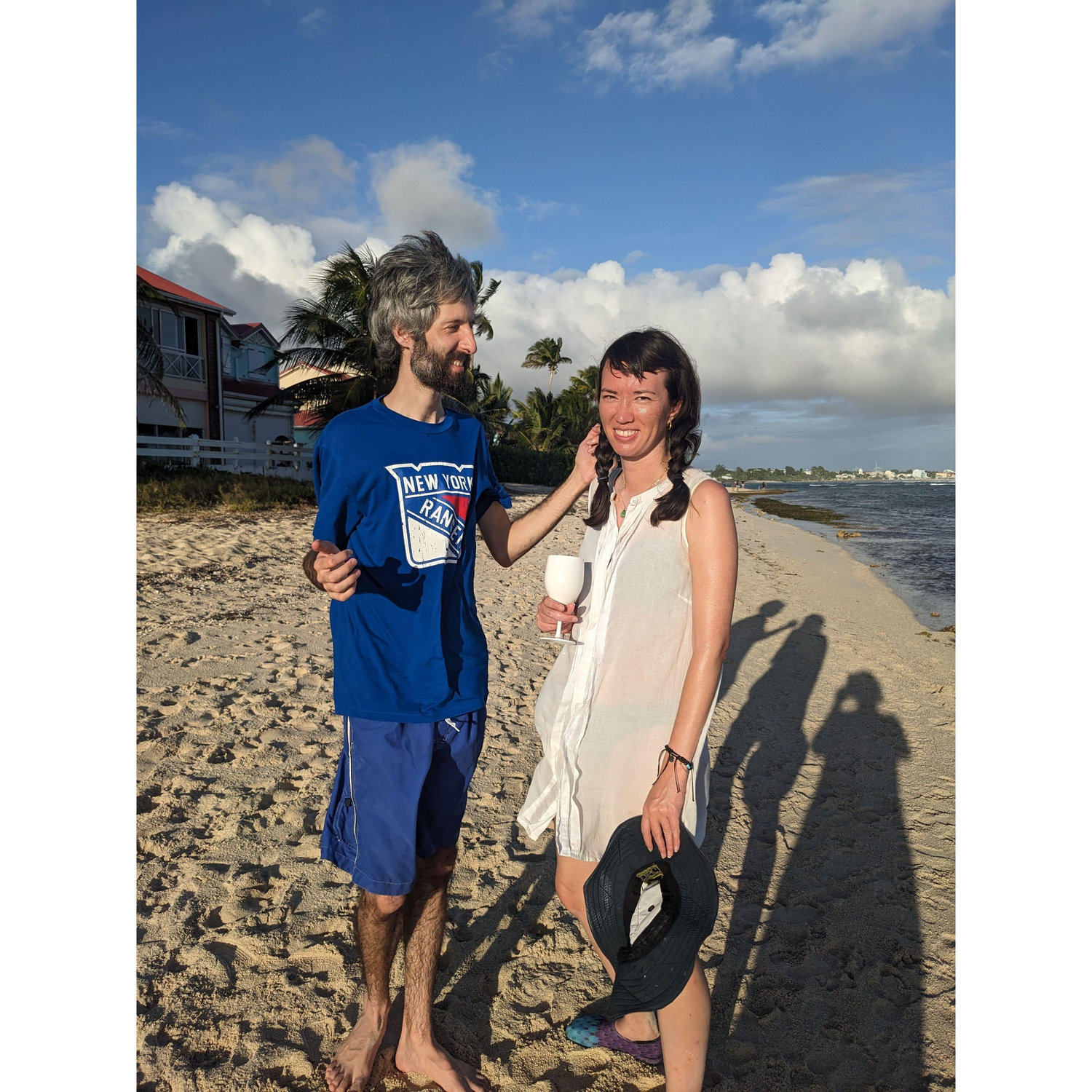 Engagement pic on the beach in Saint-François, Guadeloupe