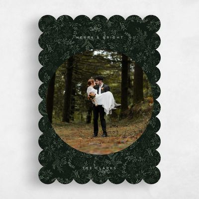 Green Scalloped Holiday Card - Emma