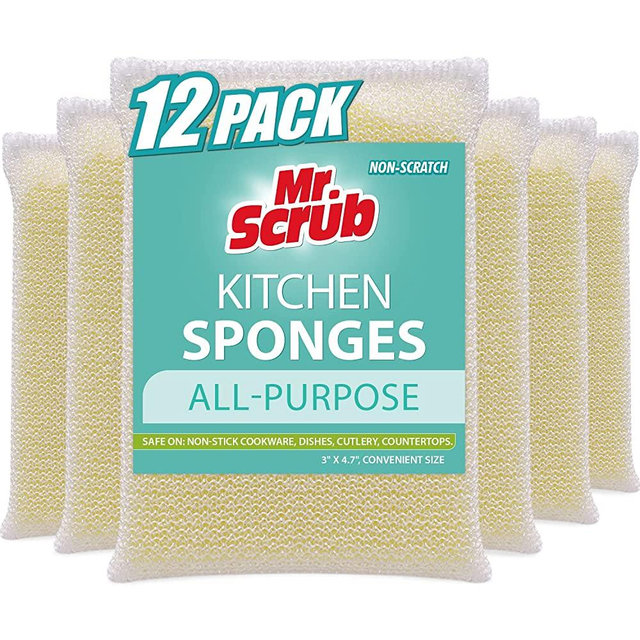 12 Pads All-Purpose Sponges Kitchen, Non Scratch Dish Sponge for Washing Dishes Cleaning Kitchen, Premium Kitchen Scrub Sponge and Scrubbers Cleaning Pads, Ideal for Kitchen, Bathroom, Mr. Scrub